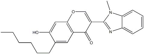 6-hexyl-7-hydroxy-3-(1-methyl-1H-benzimidazol-2-yl)-4H-chromen-4-one 结构式