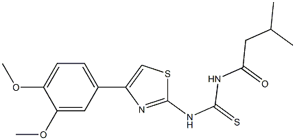 N-[4-(3,4-dimethoxyphenyl)-1,3-thiazol-2-yl]-N'-(3-methylbutanoyl)thiourea Struktur