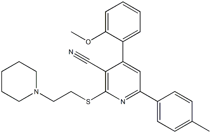 4-(2-methoxyphenyl)-6-(4-methylphenyl)-2-{[2-(1-piperidinyl)ethyl]sulfanyl}nicotinonitrile Structure