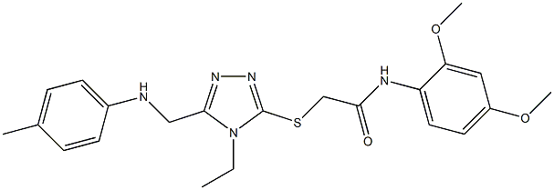 N-(2,4-dimethoxyphenyl)-2-{[4-ethyl-5-(4-toluidinomethyl)-4H-1,2,4-triazol-3-yl]sulfanyl}acetamide 结构式
