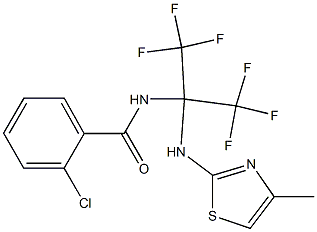 2-chloro-N-[2,2,2-trifluoro-1-[(4-methyl-1,3-thiazol-2-yl)amino]-1-(trifluoromethyl)ethyl]benzamide,,结构式