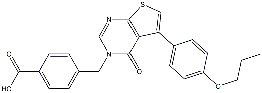 4-[(4-oxo-5-(4-propoxyphenyl)thieno[2,3-d]pyrimidin-3(4H)-yl)methyl]benzoic acid Struktur