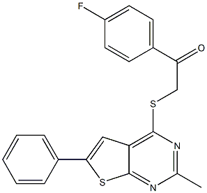 1-(4-fluorophenyl)-2-[(2-methyl-6-phenylthieno[2,3-d]pyrimidin-4-yl)sulfanyl]ethanone Struktur