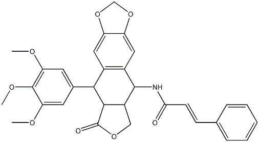 N-[8-oxo-9-(3,4,5-trimethoxyphenyl)-5,5a,6,8,8a,9-hexahydrofuro[3',4':6,7]naphtho[2,3-d][1,3]dioxol-5-yl]-3-phenylacrylamide Structure