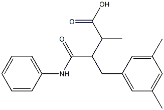 3-[(3,5-dimethylphenyl)methyl]-2-methyl-4-oxo-4-(phenylamino)butanoic acid Struktur