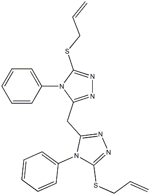 3-(allylsulfanyl)-5-{[5-(allylsulfanyl)-4-phenyl-4H-1,2,4-triazol-3-yl]methyl}-4-phenyl-4H-1,2,4-triazole 化学構造式