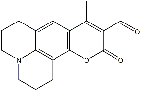 9-methyl-11-oxo-2,3,6,7-tetrahydro-1H,5H,11H-pyrano[2,3-f]pyrido[3,2,1-ij]quinoline-10-carbaldehyde Struktur