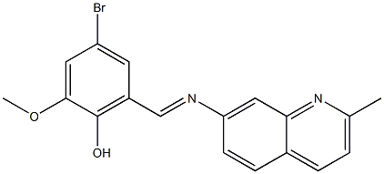 4-bromo-2-methoxy-6-{[(2-methyl-7-quinolinyl)imino]methyl}phenol,,结构式