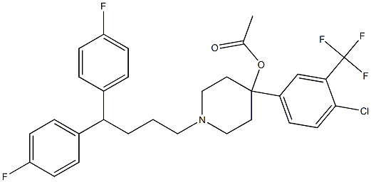 1-[4,4-bis(4-fluorophenyl)butyl]-4-[4-chloro-3-(trifluoromethyl)phenyl]-4-piperidinyl acetate Struktur