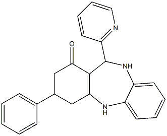 3-phenyl-11-(2-pyridinyl)-2,3,4,5,10,11-hexahydro-1H-dibenzo[b,e][1,4]diazepin-1-one Struktur