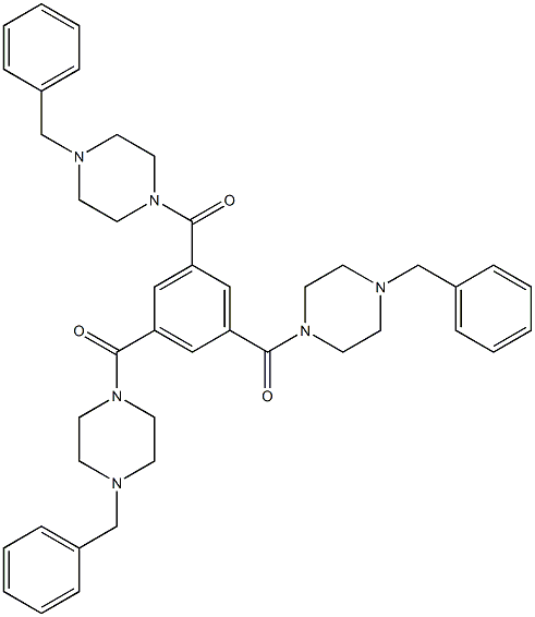 1-benzyl-4-{3,5-bis[(4-benzyl-1-piperazinyl)carbonyl]benzoyl}piperazine Structure