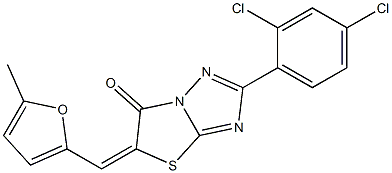 2-(2,4-dichlorophenyl)-5-[(5-methyl-2-furyl)methylene][1,3]thiazolo[3,2-b][1,2,4]triazol-6(5H)-one 化学構造式
