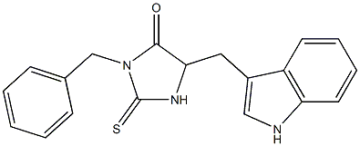 3-benzyl-5-(1H-indol-3-ylmethyl)-2-thioxo-4-imidazolidinone Struktur