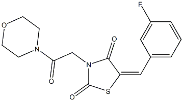 5-(3-fluorobenzylidene)-3-[2-(4-morpholinyl)-2-oxoethyl]-1,3-thiazolidine-2,4-dione 化学構造式