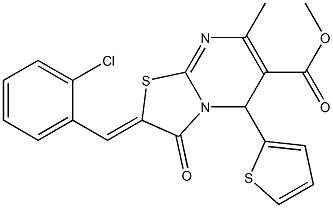 methyl 2-(2-chlorobenzylidene)-7-methyl-3-oxo-5-(2-thienyl)-2,3-dihydro-5H-[1,3]thiazolo[3,2-a]pyrimidine-6-carboxylate Structure