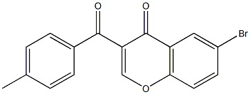 6-bromo-3-(4-methylbenzoyl)-4H-chromen-4-one,,结构式