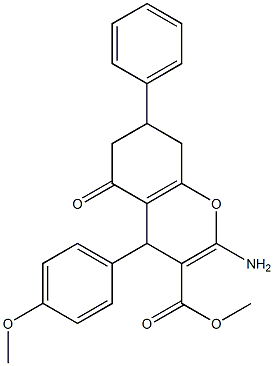 methyl 2-amino-4-(4-methoxyphenyl)-5-oxo-7-phenyl-5,6,7,8-tetrahydro-4H-chromene-3-carboxylate Struktur