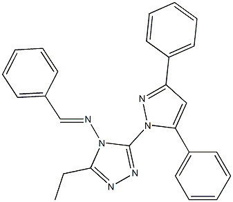 N-benzylidene-N-[3-(3,5-diphenyl-1H-pyrazol-1-yl)-5-ethyl-4H-1,2,4-triazol-4-yl]amine Struktur