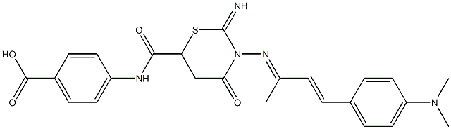 4-({[3-({3-[4-(dimethylamino)phenyl]-1-methyl-2-propenylidene}amino)-2-imino-4-oxo-1,3-thiazinan-6-yl]carbonyl}amino)benzoic acid|