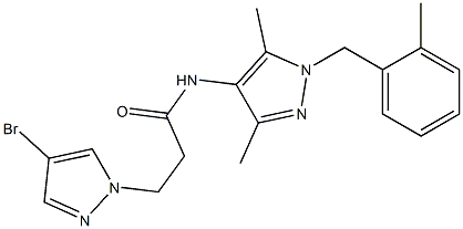 3-(4-bromo-1H-pyrazol-1-yl)-N-[3,5-dimethyl-1-(2-methylbenzyl)-1H-pyrazol-4-yl]propanamide,,结构式