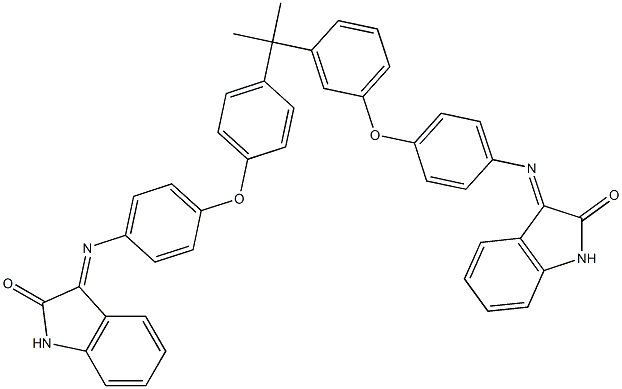 3-[(4-{3-[1-methyl-1-(4-{4-[(2-oxo-1,2-dihydro-3H-indol-3-ylidene)amino]phenoxy}phenyl)ethyl]phenoxy}phenyl)imino]-1,3-dihydro-2H-indol-2-one Struktur