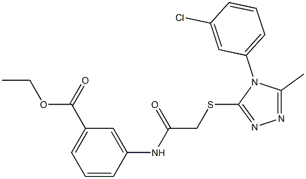 ethyl 3-[({[4-(3-chlorophenyl)-5-methyl-4H-1,2,4-triazol-3-yl]sulfanyl}acetyl)amino]benzoate 结构式