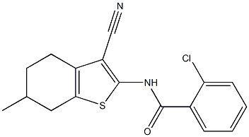 2-chloro-N-(3-cyano-6-methyl-4,5,6,7-tetrahydro-1-benzothien-2-yl)benzamide Struktur