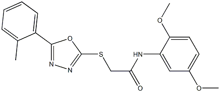 N-(2,5-dimethoxyphenyl)-2-{[5-(2-methylphenyl)-1,3,4-oxadiazol-2-yl]sulfanyl}acetamide,,结构式