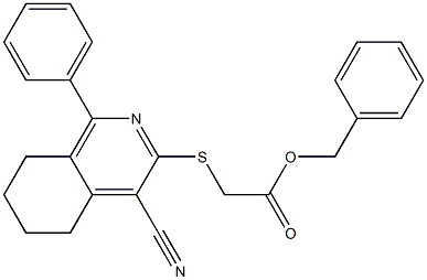 benzyl [(4-cyano-1-phenyl-5,6,7,8-tetrahydroisoquinolin-3-yl)sulfanyl]acetate,,结构式
