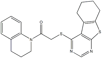 2-(3,4-dihydro-1(2H)-quinolinyl)-2-oxoethyl 5,6,7,8-tetrahydro[1]benzothieno[2,3-d]pyrimidin-4-yl sulfide 结构式