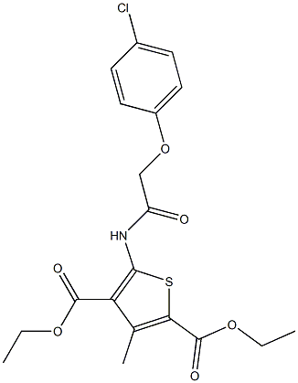 diethyl 5-{[(4-chlorophenoxy)acetyl]amino}-3-methyl-2,4-thiophenedicarboxylate Struktur