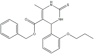 benzyl 6-methyl-4-(2-propoxyphenyl)-2-thioxo-1,2,3,4-tetrahydro-5-pyrimidinecarboxylate,,结构式