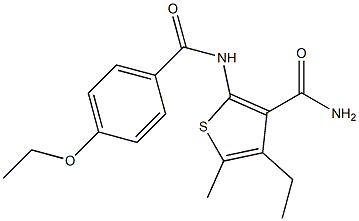 2-[(4-ethoxybenzoyl)amino]-4-ethyl-5-methyl-3-thiophenecarboxamide Structure