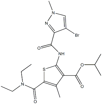 isopropyl 2-{[(4-bromo-1-methyl-1H-pyrazol-3-yl)carbonyl]amino}-5-[(diethylamino)carbonyl]-4-methyl-3-thiophenecarboxylate 结构式