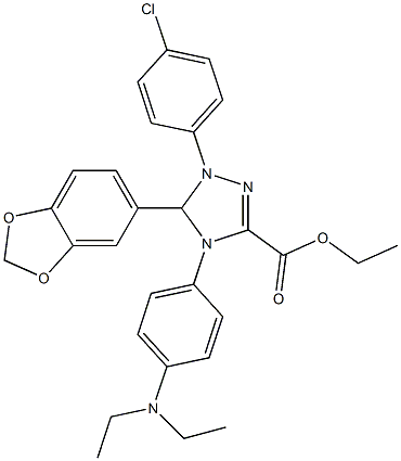 ethyl 5-(1,3-benzodioxol-5-yl)-1-(4-chlorophenyl)-4-[4-(diethylamino)phenyl]-4,5-dihydro-1H-1,2,4-triazole-3-carboxylate Struktur