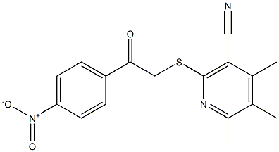 2-[(2-{4-nitrophenyl}-2-oxoethyl)sulfanyl]-4,5,6-trimethylnicotinonitrile Structure