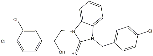 2-[3-(4-chlorobenzyl)-2-imino-2,3-dihydro-1H-benzimidazol-1-yl]-1-(3,4-dichlorophenyl)ethanol,,结构式