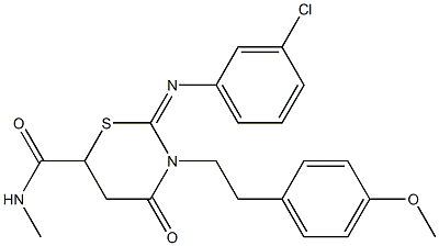 2-[(3-chlorophenyl)imino]-3-[2-(4-methoxyphenyl)ethyl]-N-methyl-4-oxo-1,3-thiazinane-6-carboxamide Structure