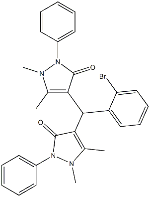 4-[(2-bromophenyl)(1,5-dimethyl-3-oxo-2-phenyl-2,3-dihydro-1H-pyrazol-4-yl)methyl]-1,5-dimethyl-2-phenyl-1,2-dihydro-3H-pyrazol-3-one,,结构式