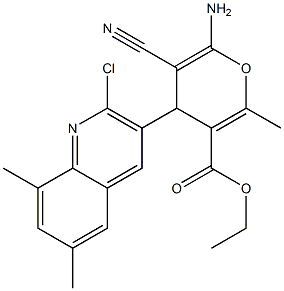 ethyl 6-amino-4-(2-chloro-6,8-dimethylquinolin-3-yl)-5-cyano-2-methyl-4H-pyran-3-carboxylate Structure