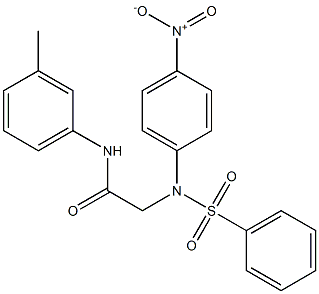 2-[{4-nitrophenyl}(phenylsulfonyl)amino]-N-(3-methylphenyl)acetamide 化学構造式