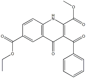 6-ethyl 2-methyl 3-benzoyl-4-oxo-1,4-dihydroquinoline-2,6-dicarboxylate Structure