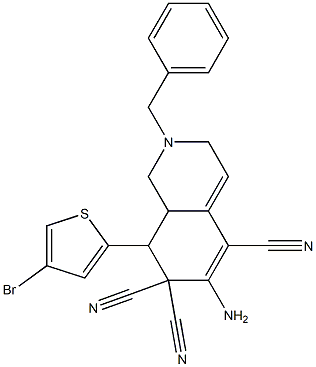 6-amino-2-benzyl-8-(4-bromo-2-thienyl)-2,3,8,8a-tetrahydro-5,7,7(1H)-isoquinolinetricarbonitrile Struktur