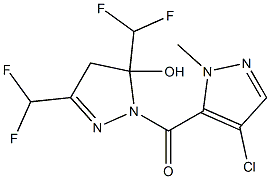 1-[(4-chloro-1-methyl-1H-pyrazol-5-yl)carbonyl]-3,5-bis(difluoromethyl)-4,5-dihydro-1H-pyrazol-5-ol Structure