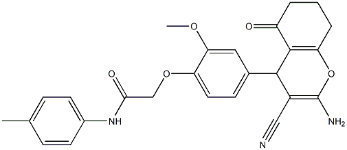 2-[4-(2-amino-3-cyano-5-oxo-5,6,7,8-tetrahydro-4H-chromen-4-yl)-2-methoxyphenoxy]-N-(4-methylphenyl)acetamide Structure