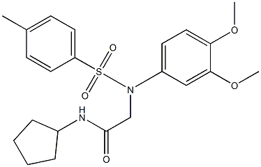 N-cyclopentyl-2-{3,4-dimethoxy[(4-methylphenyl)sulfonyl]anilino}acetamide 化学構造式