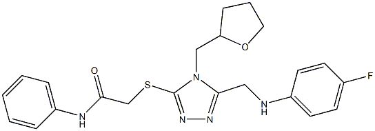 2-{[5-[(4-fluoroanilino)methyl]-4-(tetrahydro-2-furanylmethyl)-4H-1,2,4-triazol-3-yl]sulfanyl}-N-phenylacetamide 结构式