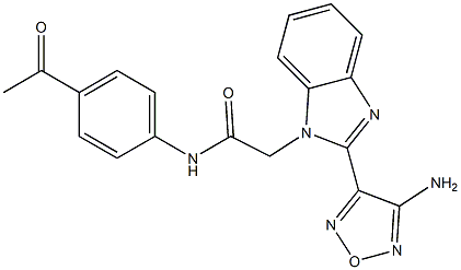 N-(4-acetylphenyl)-2-[2-(4-amino-1,2,5-oxadiazol-3-yl)-1H-benzimidazol-1-yl]acetamide Struktur