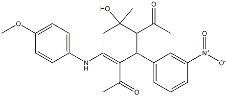 1-[3-acetyl-6-hydroxy-2-{3-nitrophenyl}-4-(4-methoxyanilino)-6-methyl-3-cyclohexen-1-yl]ethanone