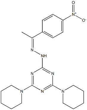 1-{4-nitrophenyl}ethanone [4,6-di(1-piperidinyl)-1,3,5-triazin-2-yl]hydrazone 化学構造式